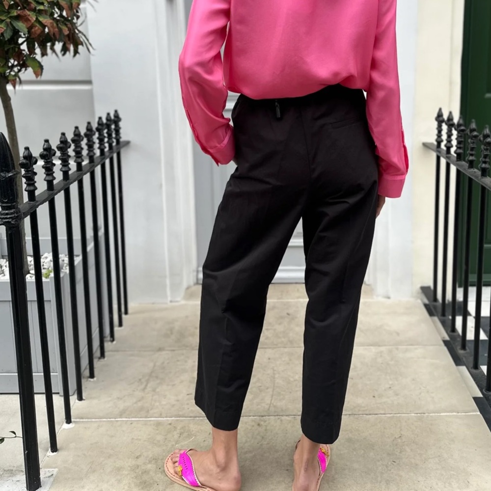 Forte Forte Black Cotton Drawstring Trousers